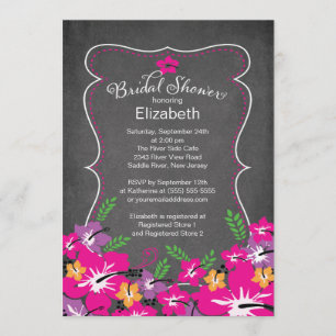 Chalkboard Tropical Hibiscus Flowers Vrijgezellenf Kaart