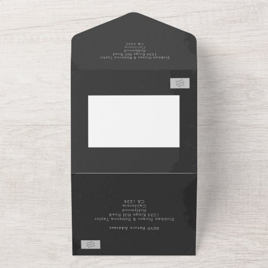 Chalkboard trouwdoedelen harten Mrs. en Mrs. All In One Uitnodiging (Buitenkant)