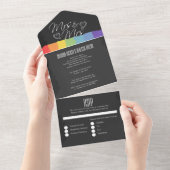 Chalkboard trouwdoedelen harten Mrs. en Mrs. All In One Uitnodiging (Afscheurbaar)