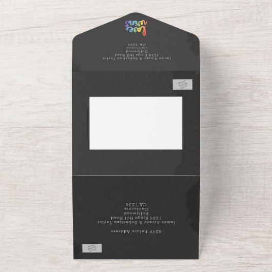 Chalkboard trouwdoedle harten Mr en Mr. All In One Uitnodiging (Buitenkant)