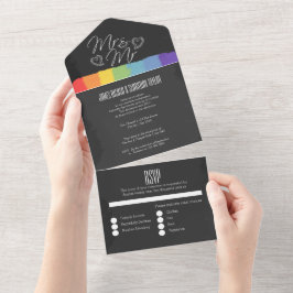 Chalkboard trouwdoedle harten Mr en Mr. All In One Uitnodiging