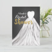 Chalkboard trouwjurk bruids douche uitnodigingen (Staand voorkant)