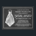 Chalkboard trouwjurk bruids douche uitnodigingen<br><div class="desc">Chalkboard Wedding Dress Bridal Shower Invitations - beschikt over een krijt geschetste gedrukte trouwjurk op een gedrukte krijtbord achtergrond met fancy typografie.</div>
