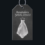 Chalkboard Trouwjurk Vrijgezellenfeest Favor Tags Cadeaulabel<br><div class="desc">Chalkboard Wedding Dress Vrijgezellenfeest Favor Tags - beschikt over een krijt geschetste gedrukte trouwjurk op een gedrukte krijtbordachtergrond met fancy typografie. Voeg een afbeelding of een tekst toe aan de achterkant voor extra flair. Bekijk de overeenkomst met het collectie hieronder.</div>