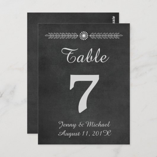 Chalkboard Trouwtafel Nummer Briefkaart (Voorkant / Achterkant)