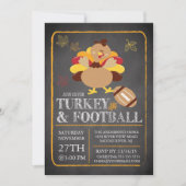 Chalkboard Turkije Football Thanksgiving Uitnodigi Kaart (Voorkant)