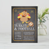 Chalkboard Turkije Football Thanksgiving Uitnodigi Kaart (Staand voorkant)
