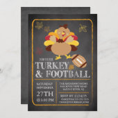 Chalkboard Turkije Football Thanksgiving Uitnodigi Kaart (Voorkant / Achterkant)
