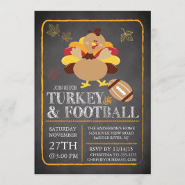 Chalkboard Turkije Football Thanksgiving Uitnodigi Kaart