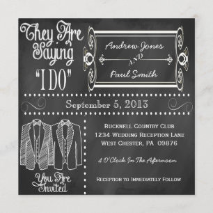Chalkboard Tuxedo Gay Wedding Invitations Kaart