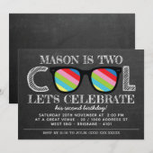 Chalkboard twee kool van twee jaar oude verjaardag kaart (Voorkant / Achterkant)