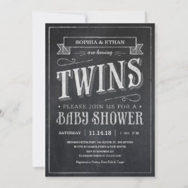 Chalkboard Twin Baby Shower-uitnodigingen Kaart