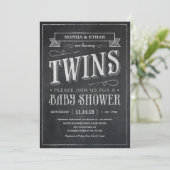 Chalkboard Twin Baby Shower-uitnodigingen Kaart (Staand voorkant)