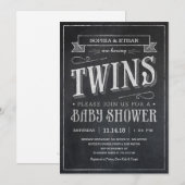 Chalkboard Twin Baby Shower-uitnodigingen Kaart (Voorkant / Achterkant)