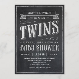Chalkboard Twin Baby Shower-uitnodigingen Kaart