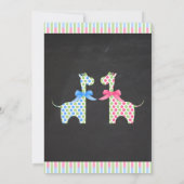 Chalkboard Twin Boy and Girl Giraffe Baby shower Kaart (Achterkant)