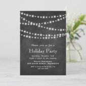 Chalkboard Twinkle Lights Holiday Party Uitnodigin Kaart (Staand voorkant)