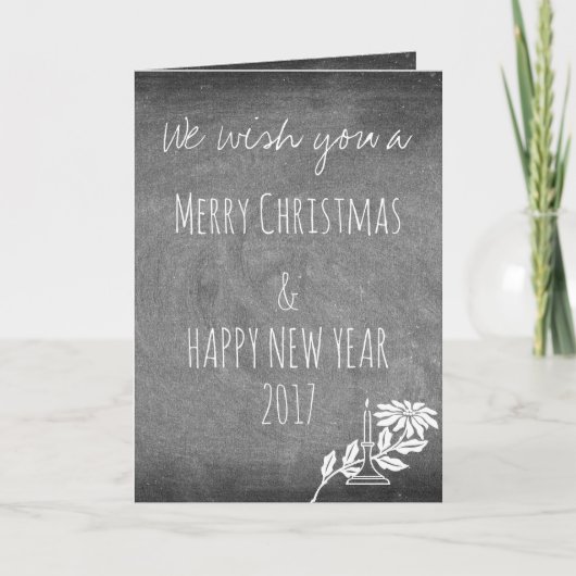 Chalkboard Typografie Black White Kerstmis Kaart (Voorkant)