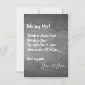 Chalkboard Typografie Bruiloft Aankondiging (Achterkant)
