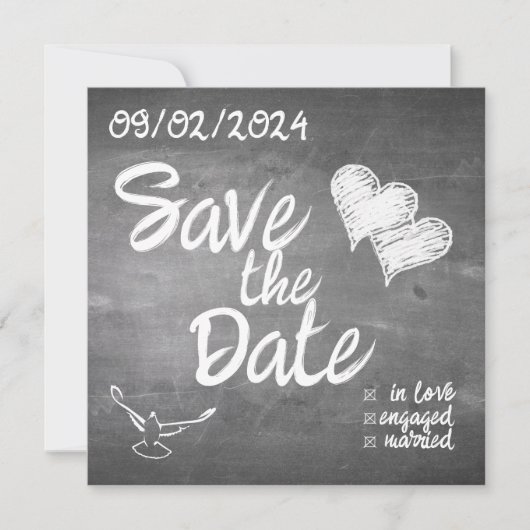 Chalkboard Typografie Bruiloft Aankondiging (Voorkant)