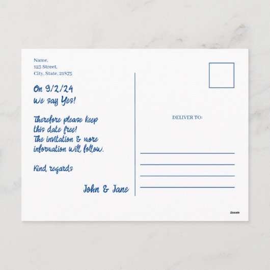 Chalkboard Typografie Bruiloft Aankondiging (Achterkant)