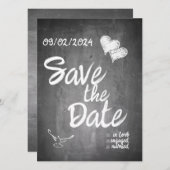 Chalkboard Typografie Bruiloft Aankondiging (Voorkant / Achterkant)