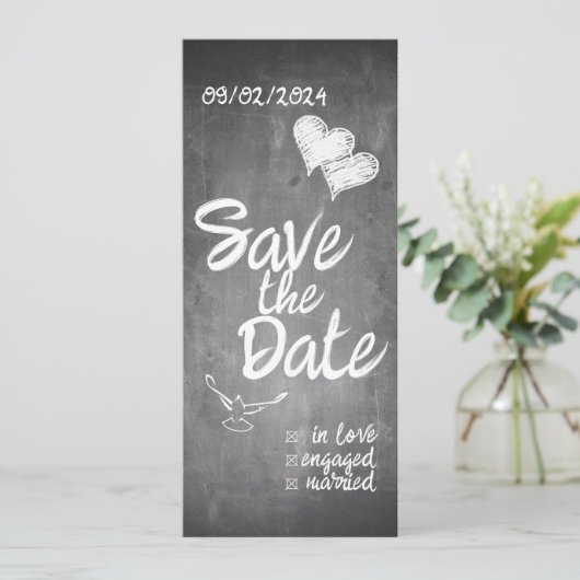 Chalkboard Typografie Bruiloft Aankondiging (Staand voorkant)