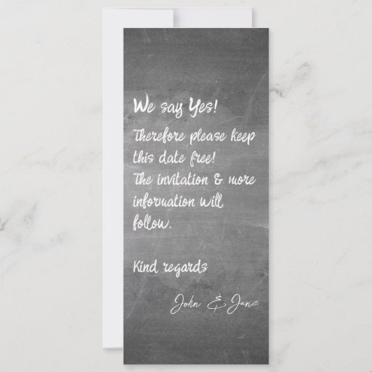 Chalkboard Typografie Bruiloft Aankondiging (Achterkant)