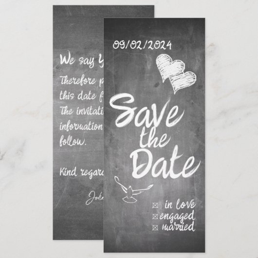 Chalkboard Typografie Bruiloft Aankondiging (Voorkant / Achterkant)