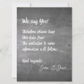 Chalkboard Typografie Bruiloft Aankondiging (Achterkant)