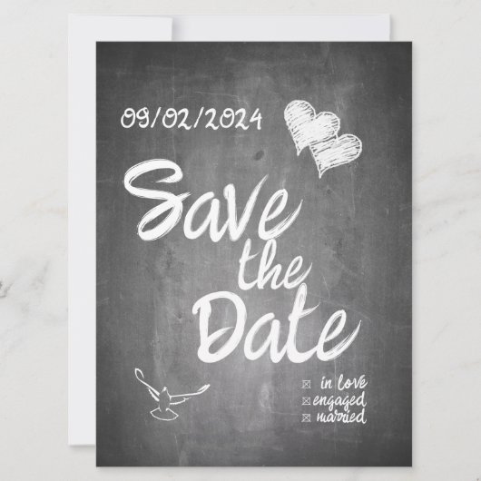 Chalkboard Typografie Bruiloft Aankondiging (Voorkant)