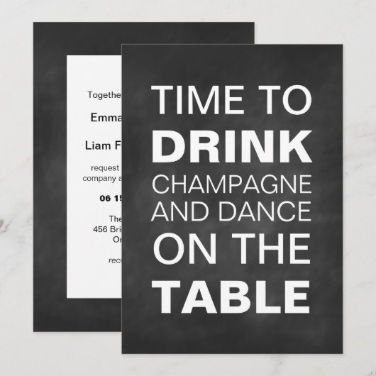 Chalkboard Typografie Bruiloft Uitnodiging (Voorkant / Achterkant)