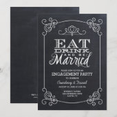 Chalkboard Typografie Engagement Party Kaart (Voorkant / Achterkant)