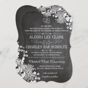 Chalkboard Typografie Floral Wedding Invitations Kaart