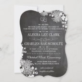 Chalkboard Typografie Floral Wedding Invitations Kaart (Voorkant)
