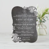 Chalkboard Typografie Floral Wedding Invitations Kaart (Staand voorkant)