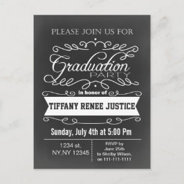 Chalkboard Typografie Graduation party Uitnodiging Briefkaart