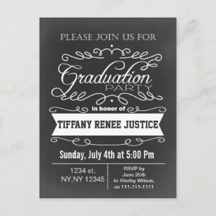 Chalkboard Typografie Graduation party Uitnodiging Briefkaart