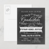 Chalkboard Typografie Graduation party Uitnodiging Briefkaart (Voorkant / Achterkant)