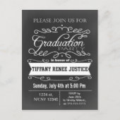  Chalkboard Typografie Graduation party Uitnodiging Briefkaart (Voorkant)