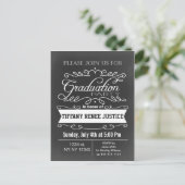  Chalkboard Typografie Graduation party Uitnodiging Briefkaart (Staand voorkant)