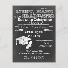 Chalkboard Typografie Graduation party Uitnodiging Briefkaart