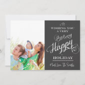 Chalkboard Typografie kerstfotokaart Feestdagenkaart (Voorkant)