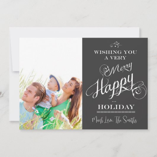 Chalkboard Typografie kerstfotokaart Feestdagenkaart (Voorkant)