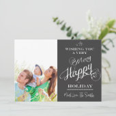 Chalkboard Typografie kerstfotokaart Feestdagenkaart (Staand voorkant)