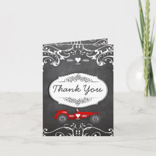 Chalkboard Typografie Klassieke auto Bedankkaart