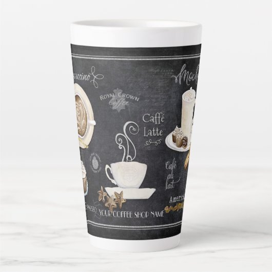 Chalkboard Typografie Koffie Chocolade in Desserts Latte Mok (Voorkant)