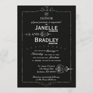 Chalkboard Typografie Modern Wedding Invitation Kaart