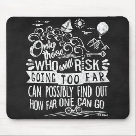 Chalkboard Typografie Motivatie Quote Adventure Muismat
