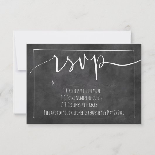 Chalkboard-typografie rsvp-trouwreactiekaarten RSVP kaartje (Voorkant)